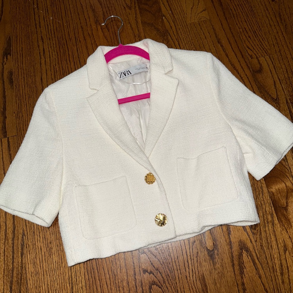 Zara Textured Cream Blazer